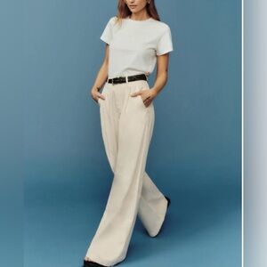 Reformation Lowe Super Wide Leg Pleated Pants - Cream
